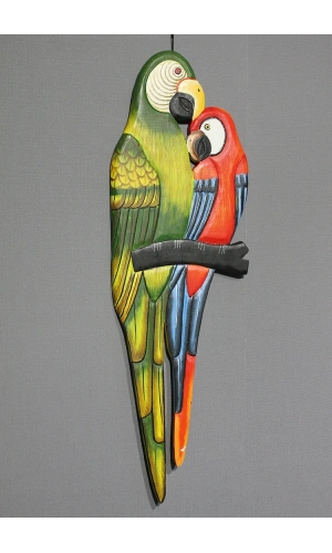 Bidebuvar Ahşap Duvara Asmalı 2li Papağan Model 1