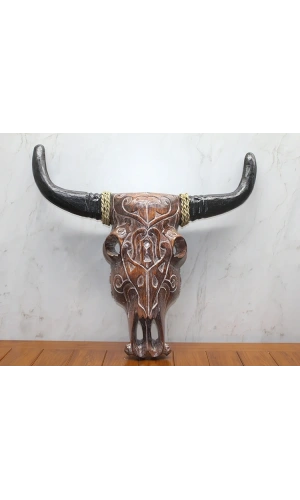 Bidebuvar Ahşap Duvara Asmalı Bufalo Kafası