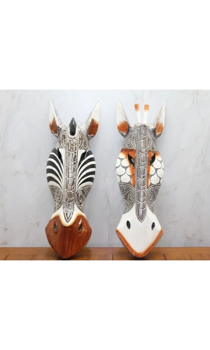 Bidebuvar Ahşap Duvara Asmalı Maske Zebra