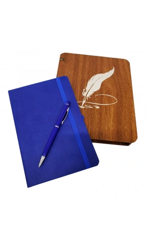 Bidebuvar Ahşap Kutulu Defter ve Kalem Seti