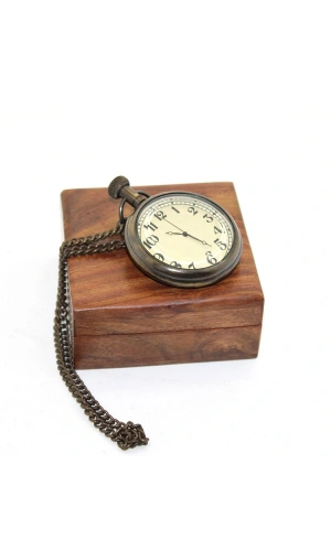 Bidebuvar Ahşap Kutulu Pirinç Köstekli Saat Model 1