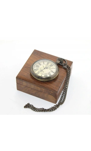 Bidebuvar Ahşap Kutulu Pirinç Köstekli Saat Model 10