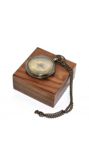 Bidebuvar Ahşap Kutulu Pirinç Köstekli Saat Model 11