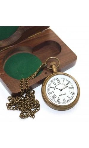 Bidebuvar Ahşap Kutulu Pirinç Köstekli Saat Model 4