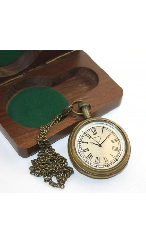 Bidebuvar Ahşap Kutulu Pirinç Köstekli Saat Model 5