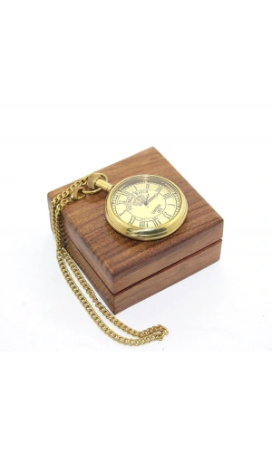 Bidebuvar Ahşap Kutulu Pirinç Köstekli Saat Model 9