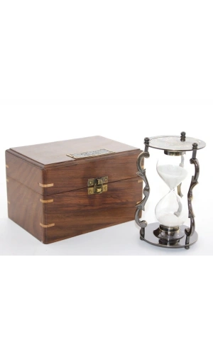 Bidebuvar Ahşap Kutulu Pirinç Kum Saati