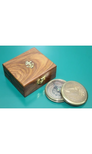 Bidebuvar Ahşap Kutulu Pirinç Pusula