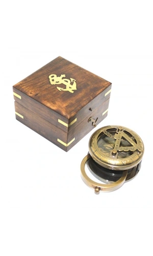 Bidebuvar Ahşap Kutulu Pirinç Pusula Model 4