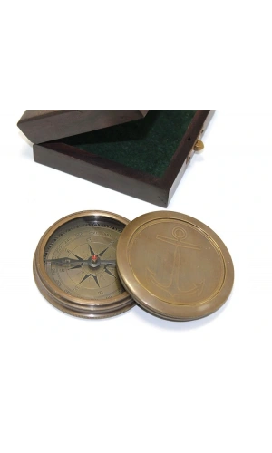 Bidebuvar Ahşap Kutulu Pirinç Pusula Model 7