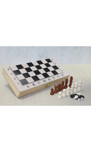 Bidebuvar Ahşap Kutulu Satranç Tavla Seti Model 1