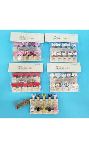 Bidebuvar Ahşap Notluk İpli Mandal