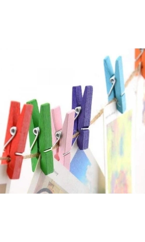 Bidebuvar Ahşap Renkli Mini Mandal 100 Adet