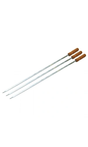 Bidebuvar Ahşap Saplı Tavuk Şişi - Dar Yassı - Metal - 50 cm