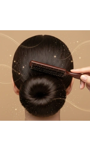 Bidebuvar Ahşap Saplı Topuz Tarağı