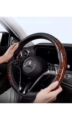 Bidebuvar Ahşap Tasarımlı Direksiyon Simidi Koruma Kılıfı 2 li