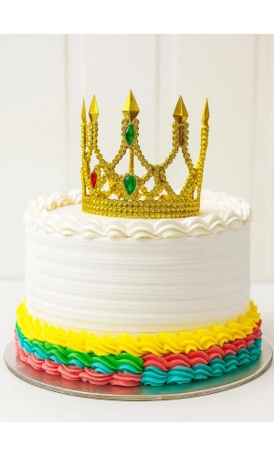 Bidebuvar Altın Işıltılı İnce Pasta Üstü Taç Plastik