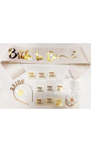 Bidebuvar Altın Renk Bride Partisi Seti 13 Parça