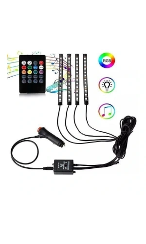 Bidebuvar Araç İçi Ayak Altı Sese Duyarlı Şerit Led 4lü Set