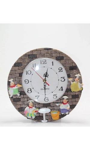 Bidebuvar Aşçı Tasarımlı Polyester Duvar Saati Model 2