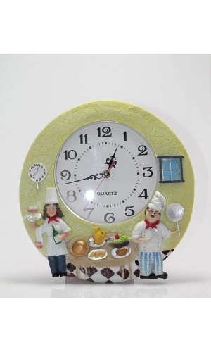 Bidebuvar Aşçı Tasarımlı Polyester Duvar Saati Model 4