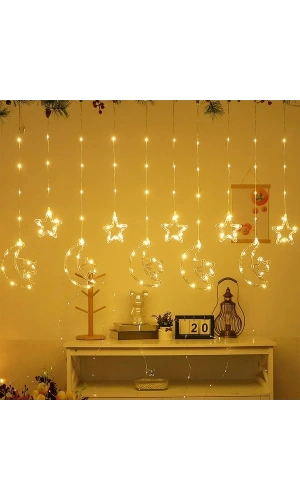 Bidebuvar Ay Yıldız Perde Led 10 Saçaklı