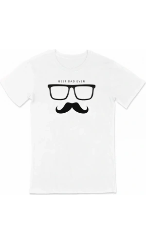 Bidebuvar Babalar Günü Hediye Baba Temalı Baskılı Oversize Bisiklet Yaka T-shirt - Beyaz