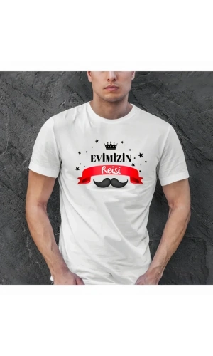 Bidebuvar Babalar Günü Hediye Baba Temalı Baskılı Oversize Bisiklet Yaka T-shirt - Beyaz