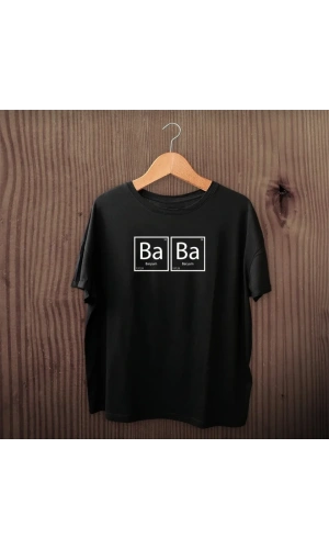 Bidebuvar Babalar Günü Hediye Baba Temalı Baskılı Oversize Bisiklet Yaka T-shirt - Siyah