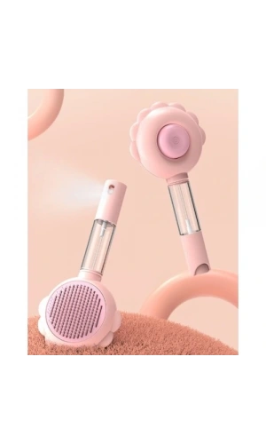 Bidebuvar Basmalı Telli  Su Sprey Hazneli Hayvan Fırçası Çift 2in 1