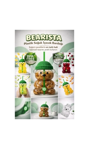 Bidebuvar Bearista Plastik Soğuk İçecek Bardağı
