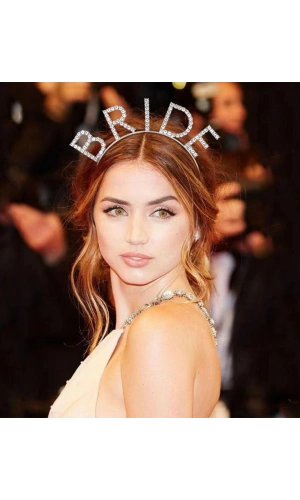 Bidebuvar Bekarlığa Veda Kristal Taşlı Gümüş Bride Tacı