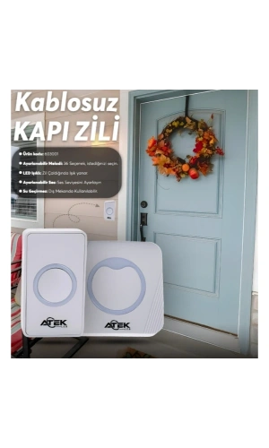 Bidebuvar Beyaz Kablosuz Su Geçirmez Kapı Zili