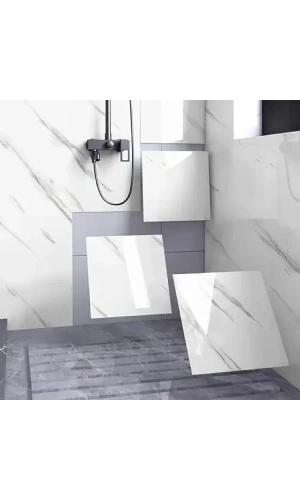 Bidebuvar Beyaz Mermer Desenli Alüminyum Plastik Duvar Sticker (30x30)