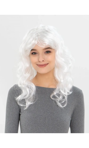 Bidebuvar Beyaz Renk Kahküllü Dalgalı Uzun Parti Peruğu