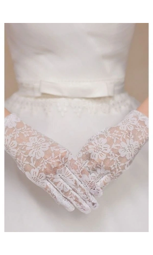 Bidebuvar Beyaz Renk Kısa Dantelli Eldiven