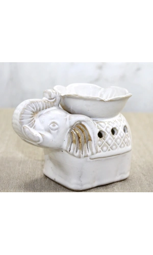 Bidebuvar Beyaz Seramik Filli Buhurdanlık