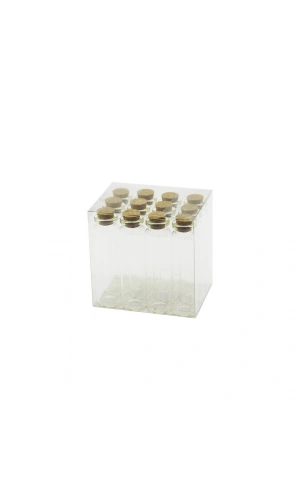 Bidebuvar Boş Tüp Cam Şişe - 20 ml - Mantar Kapak