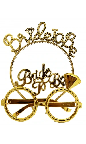 Bidebuvar Bride To Be Taç ve Gözlük Seti Altın Renk