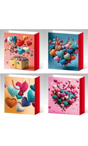 Bidebuvar Büyük Boy Kalp Desenli Karton Çanta