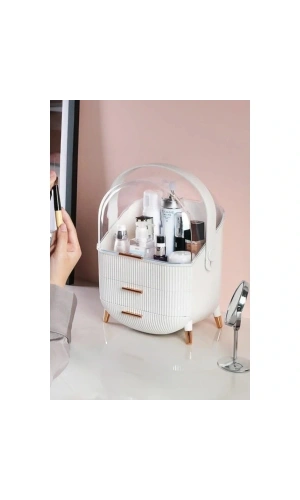 Bidebuvar Çekmeceli Kozmetik Organizer Beyaz