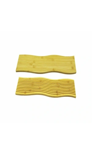 Bidebuvar Dalgalı Çift Taraf Tasarımlı Ahşap Sunum Tepsisi