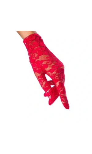 Bidebuvar Dantelli Kırmızı Gece Eldiveni