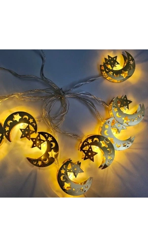 Bidebuvar Dekoratif Ramazan LED Işık 2 Metre Gold Metal