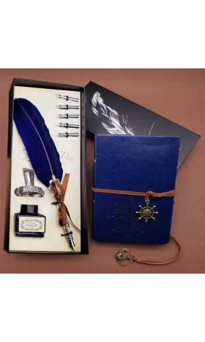 Bidebuvar Deri Defter ve Tüylü Kalem Hediye Seti