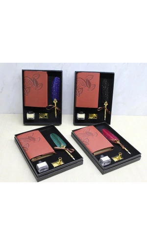 Bidebuvar Deri Defterli Divit Hokka Seti Model 2