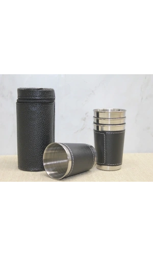 Bidebuvar Derili Kılıflı 4lü Shot Bardak