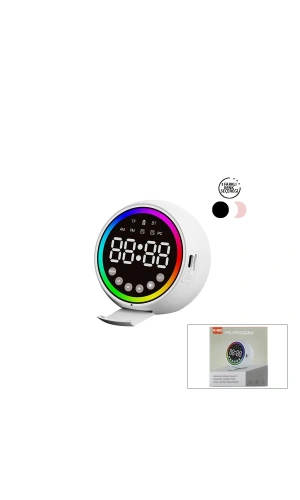 Bidebuvar Dijital Çalar Saat - Bluetooth Özellikli Mini Hoparlör - USB Şarjlı - Işıklı