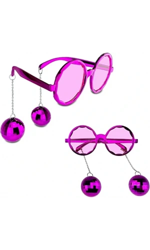 Bidebuvar Disko Toplu Küpeli Parti Gözlüğü Pembe Renk