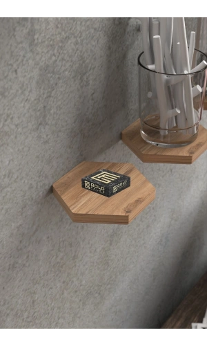 Bidebuvar Duvar Rafı Dekoratif 3 Adet Çiçeklik Altıgen Ceviz